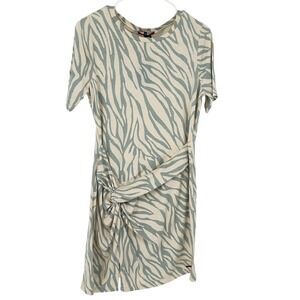 n:philanthropy Women's XS Dress‎ Tropical Abstract Slate Zebra Print Knot Front